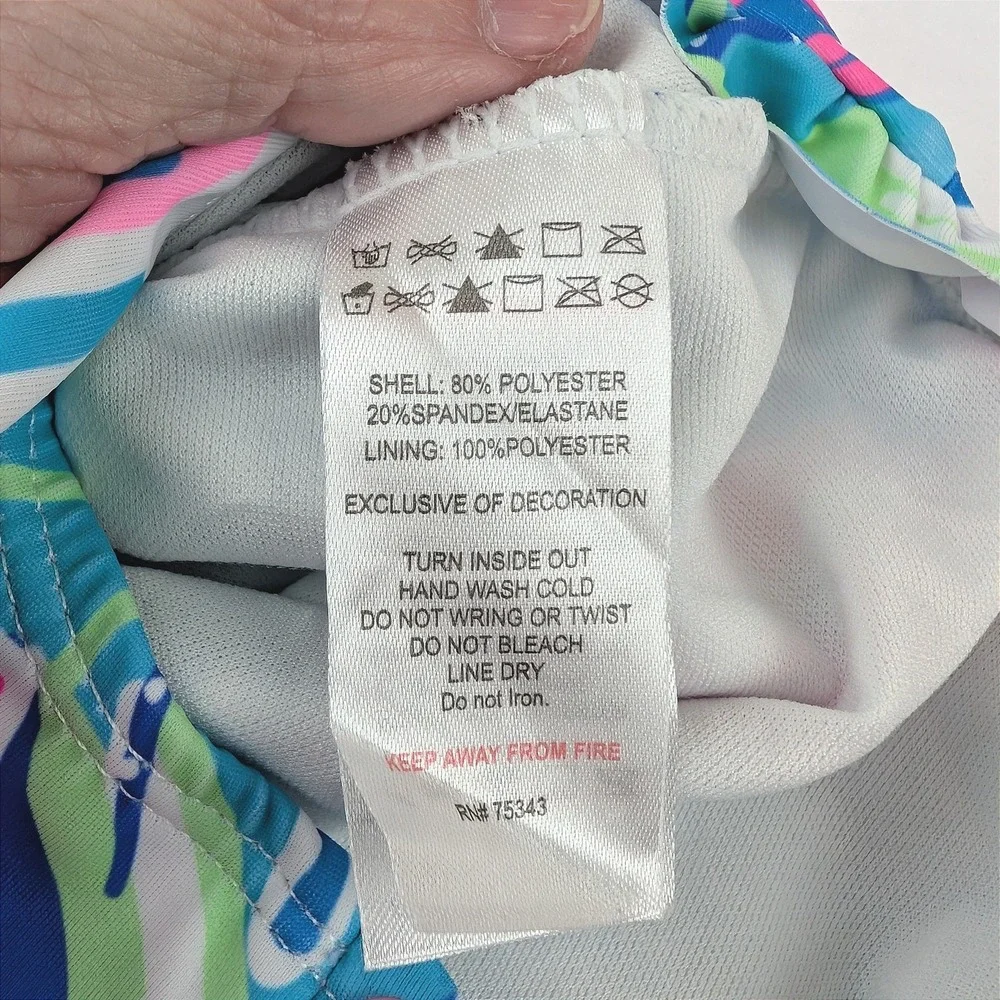Tommy‎ Bahama Kids 3T Rash Guard One Piece Swimsuit Blue Pink Jellyfish Print